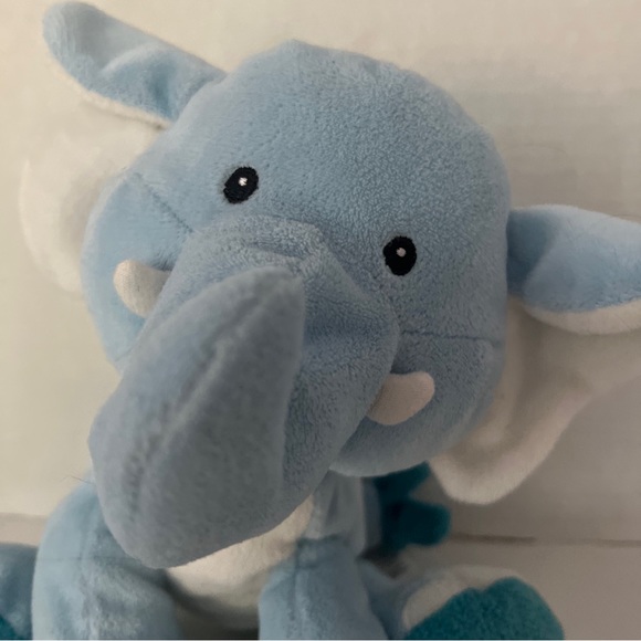 BABIES TOY R US 2013 BABY Light BLUE ELEPHANT STUFFED ANIMAL PLUSH Rattle 14” L - Picture 2 of 9